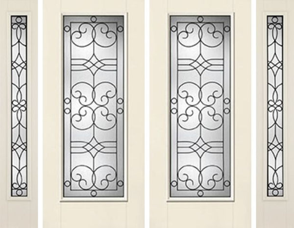 WDMA 88x80 Door (7ft4in by 6ft8in) Exterior Smooth Salinas Full Lite W/ Stile Lines Star Double Door 2 Sides Full Lite Sidelight 1