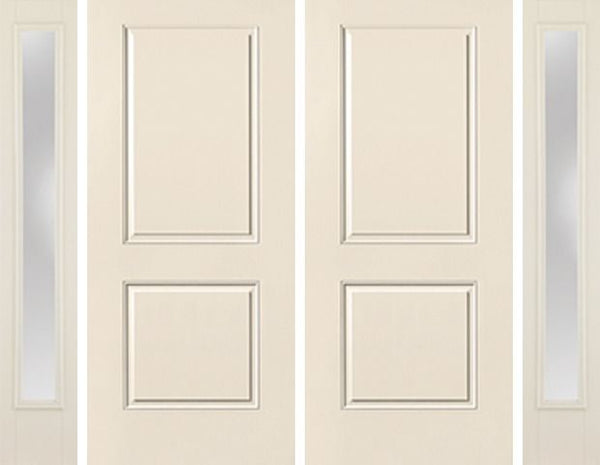 WDMA 92x80 Door (7ft8in by 6ft8in) Exterior Smooth 2 Panel Square Top Star Double Door 2 Sides Clear 1