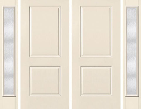 WDMA 92x80 Door (7ft8in by 6ft8in) Exterior Smooth 2 Panel Square Top Star Double Door 2 Sides Chord Full Lite 1