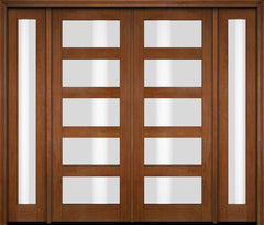 WDMA 94x80 Door (7ft10in by 6ft8in) Exterior Swing Mahogany Modern 5 Lite Shaker Double Entry Door Sidelights 4