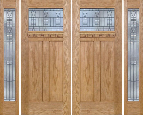 WDMA 96x80 Door (8ft by 6ft8in) Exterior Oak Pearce Double Door/2 Full-lite side w/ B Glass 1