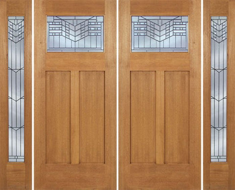 WDMA 96x80 Door (8ft by 6ft8in) Exterior Mahogany Pearce Double Door/2 Full-lite side w/ E Glass 1