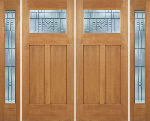 WDMA 96x80 Door (8ft by 6ft8in) Exterior Mahogany Pearce Double Door/2 Full-lite side w/ C Glass 1