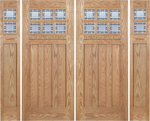 WDMA 96x80 Door (8ft by 6ft8in) Exterior Oak Randall Double Door/2side w/ N Glass 1