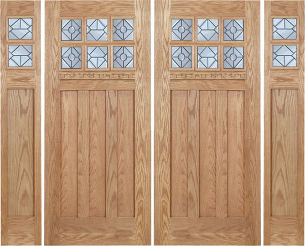 WDMA 96x80 Door (8ft by 6ft8in) Exterior Oak Randall Double Door/2side w/ H Glass 1