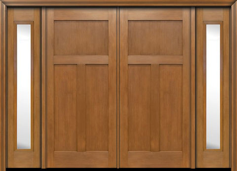WDMA 96x80 Door (8ft by 6ft8in) Exterior Fir Craftsman 3 Panel Double Entry Door Sidelights 1