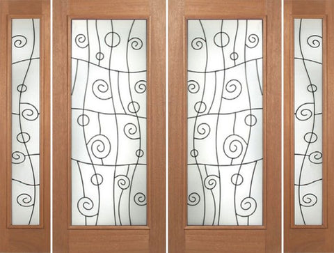 WDMA 96x80 Door (8ft by 6ft8in) Exterior Mahogany Roma Double Door/2side w/ RM Glass - 6ft8in Tall 1