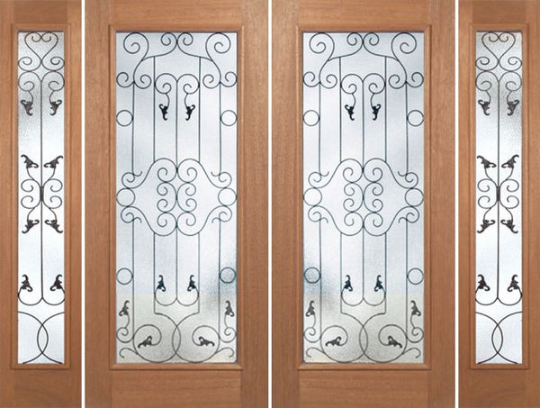 WDMA 96x80 Door (8ft by 6ft8in) Exterior Mahogany Roma Double Door/2side w/ WM Glass - 6ft8in Tall 1