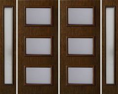 WDMA 96x80 Door (8ft by 6ft8in) Exterior Cherry Contemporary Three Lite Double Entry Door Sidelights 1