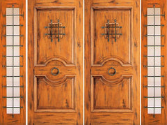 WDMA 96x80 Door (8ft by 6ft8in) Exterior Knotty Alder Double Door with Two Sidelights Alder Speakeasy 1