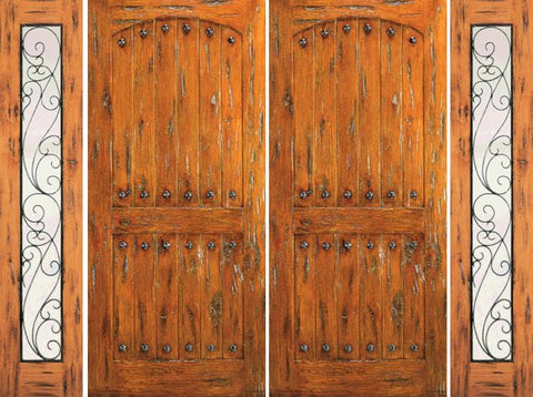 WDMA 96x80 Door (8ft by 6ft8in) Exterior Knotty Alder Double Door with Two Side lights Prehung  1