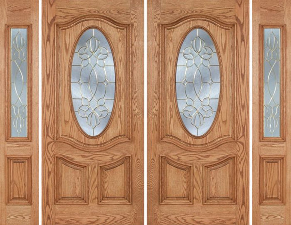 WDMA 96x80 Door (8ft by 6ft8in) Exterior Oak Dally Double Door/2side w/ CO Glass - 6ft8in Tall 1