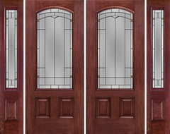 WDMA 96x80 Door (8ft by 6ft8in) Exterior Cherry Camber 3/4 Lite Two Panel Double Entry Door Sidelights TP Glass 1