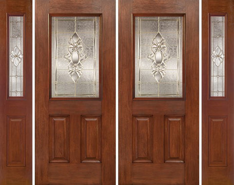 WDMA 96x80 Door (8ft by 6ft8in) Exterior Mahogany Half Lite 2 Panel Double Entry Door Sidelights HM Glass 1