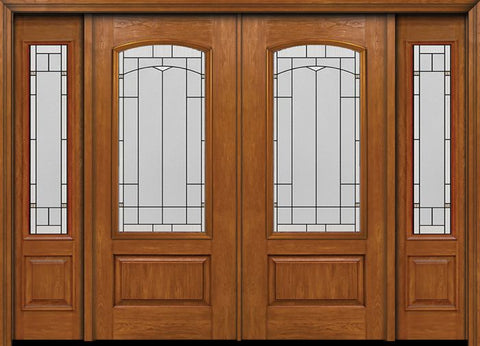WDMA 96x80 Door (8ft by 6ft8in) Exterior Cherry Camber 3/4 Lite Double Entry Door Sidelights Topaz Glass 1