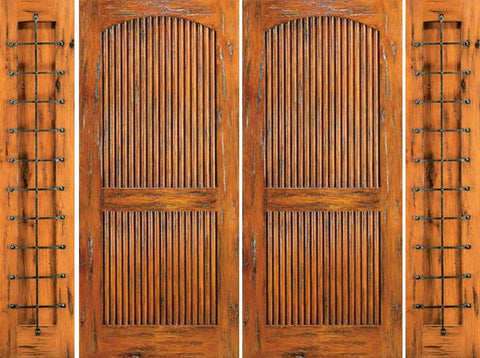 WDMA 96x80 Door (8ft by 6ft8in) Exterior Knotty Alder Entry Prehung Double Door with Two Sidelights 2 Panel 1