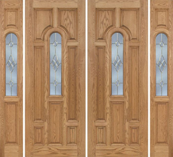 WDMA 96x96 Door (8ft by 8ft) Exterior Oak Carrick Double Door/2side w/ C Glass - 8ft Tall 1