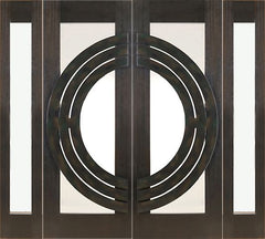 WDMA 96x96 Door (8ft by 8ft) Exterior Mahogany Double 2-1/4in Thick Doors Sidelights Low-E Glass Iron Work 1