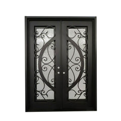 China WDMA Arched Bronze Cast Iron Steel Double Front French Door For Home