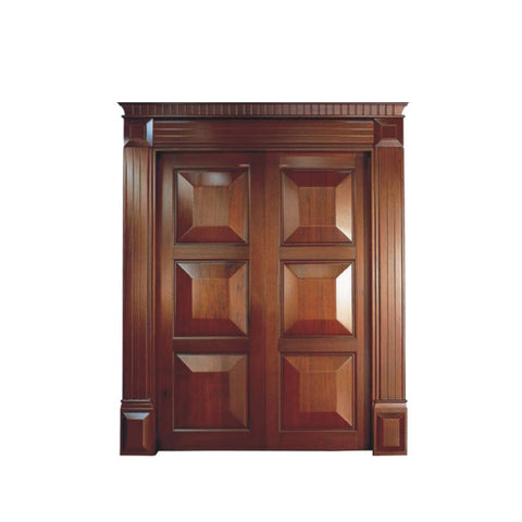 WDMA Wholesale Apartment Double Leaf Fancy Solid Core Mahogany Timber Wood Entry Front Door