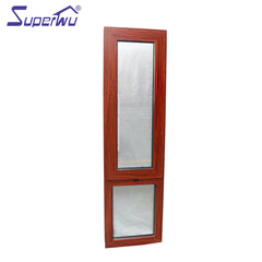 wood color aluminum frame chain winder windows window with flyscreen on China WDMA