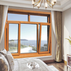 wood grain aluminum hung window double pane casement hung windows on China WDMA